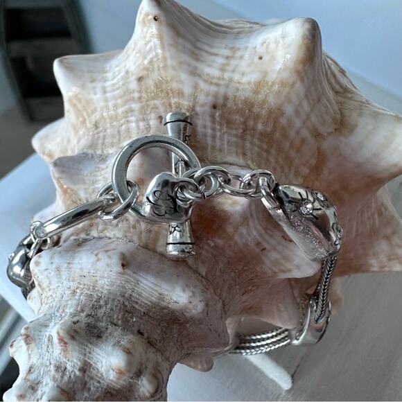 Brighton "SPARKLING HEARTS" Elongated Heart Charm Toggle Bracelet - Picture 2 of 7